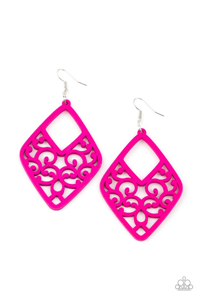 VINE For The Taking - Pink - Paparazzi Earring Image