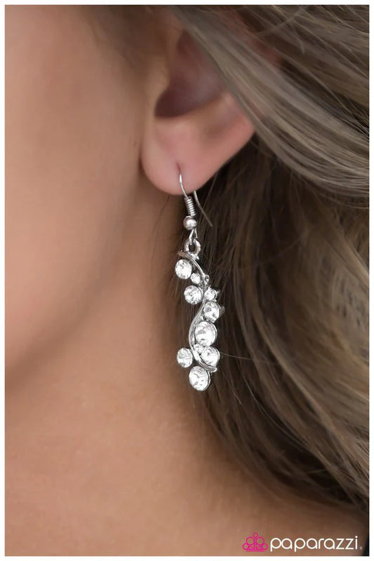 Paparazzi Earring ~ What Happens In Vegas - White