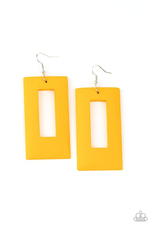 Totally Framed - Yellow - Paparazzi Earring Image