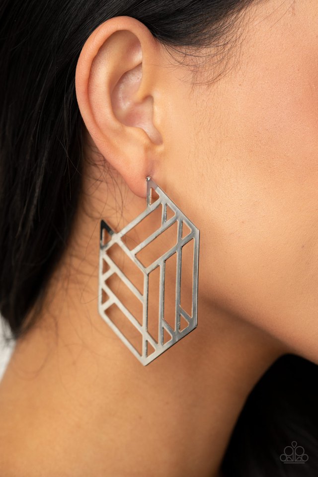 Gotta Get GEO-ing - Silver - Paparazzi Earring Image