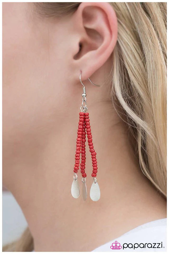 Paparazzi Earring ~ Desert Serenade - Red