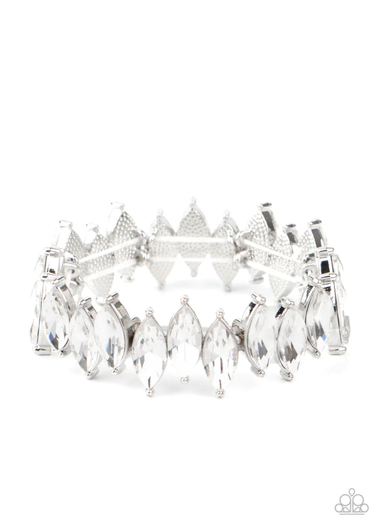 Paparazzi Bracelet ~ Fiercely Fragmented - White