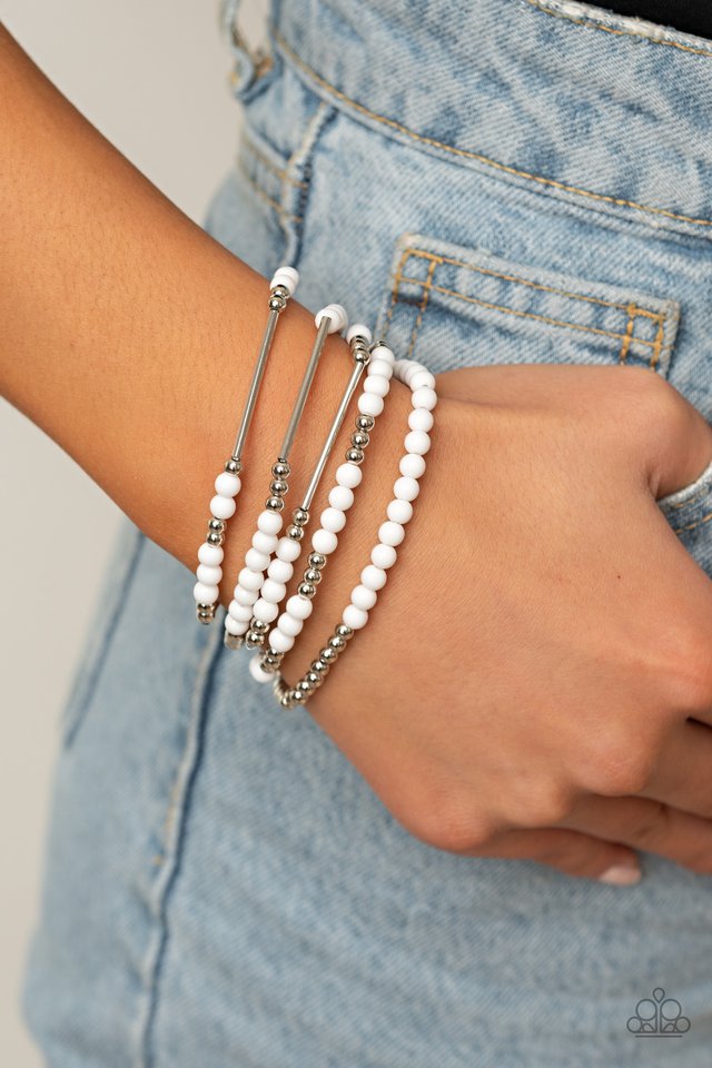 BEAD Between The Lines - White - Paparazzi Bracelet Image