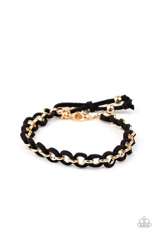 SUEDE Side to Side - Black - Paparazzi Bracelet Image