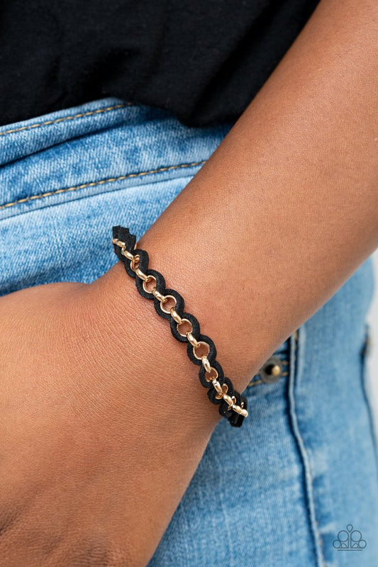 SUEDE Side to Side - Black - Paparazzi Bracelet Image