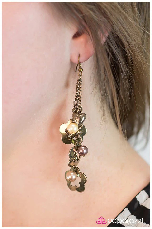 Paparazzi Earring ~ Hearts and Flowers - Multi