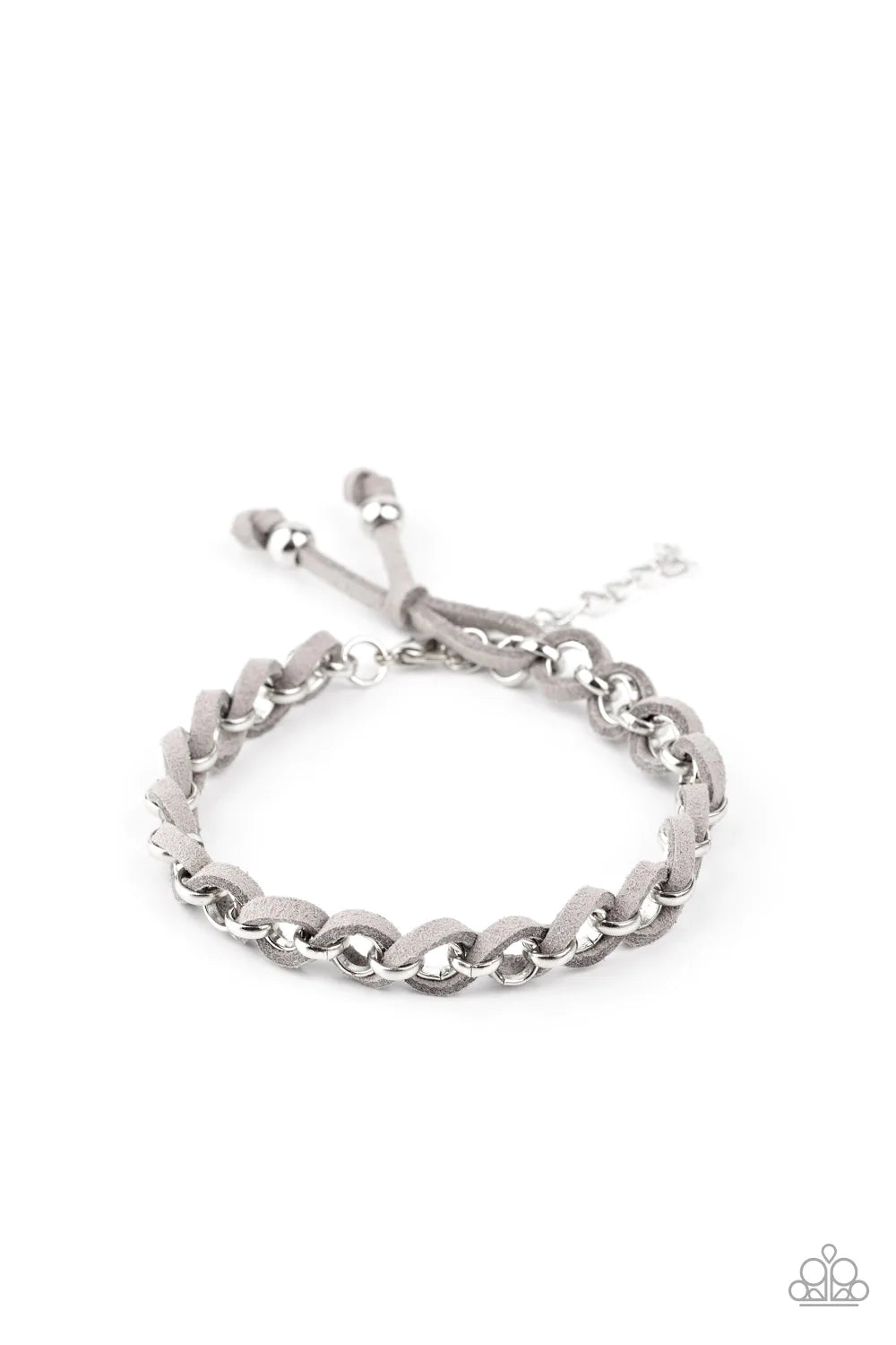 Paparazzi Bracelet ~ SUEDE Side to Side - Silver