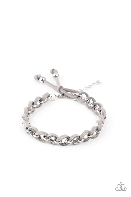 Pulsera Paparazzi ~ SUEDE Side to Side - Plata