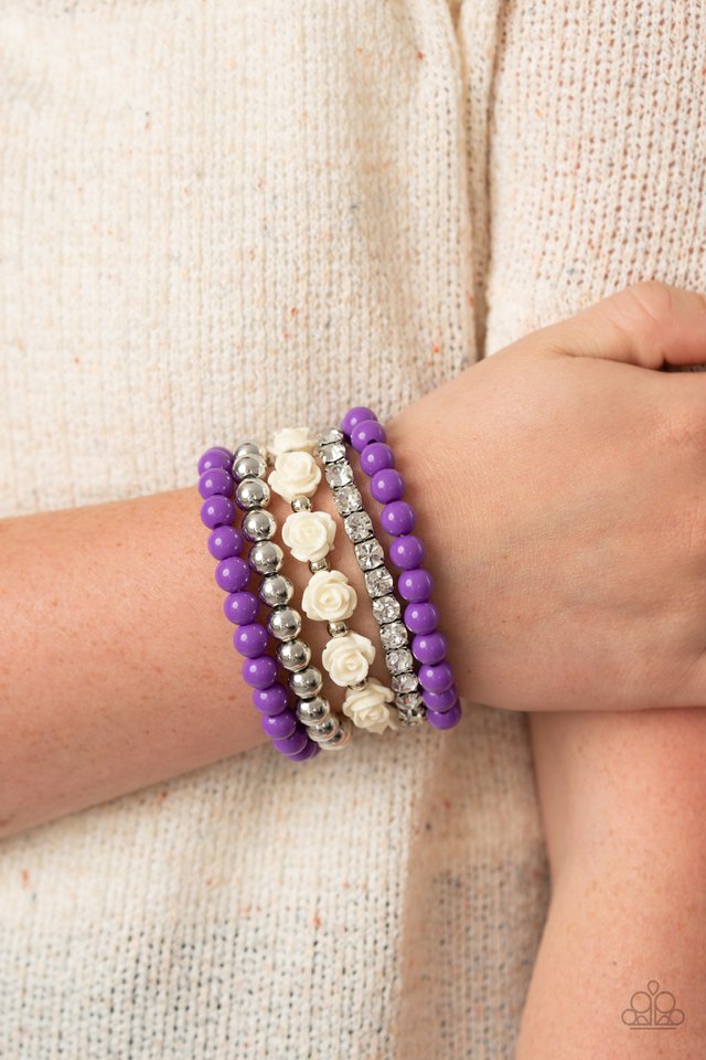 Rose Garden Grandeur - Purple - Paparazzi Bracelet Image