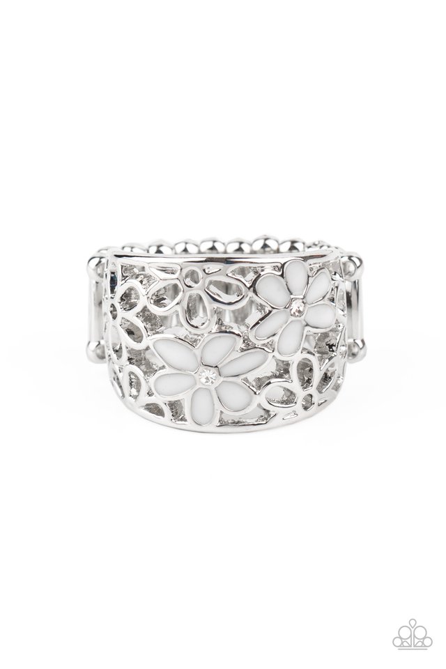 Clear as DAISY - White - Paparazzi Ring Image