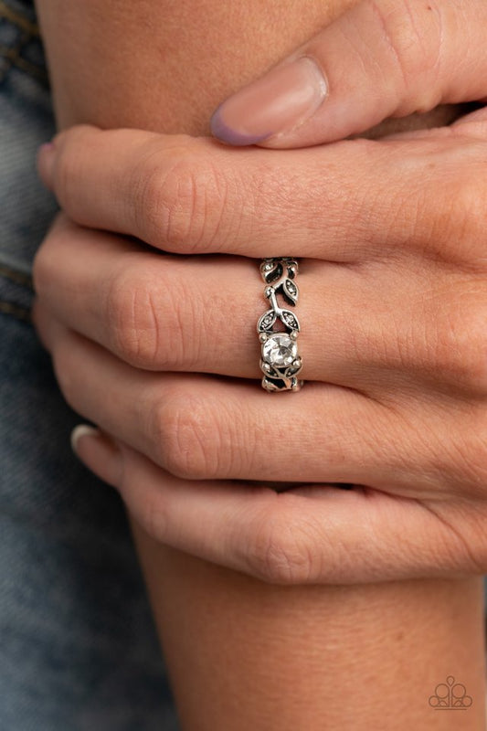 Frosted Flower Beds - White - Paparazzi Ring Image