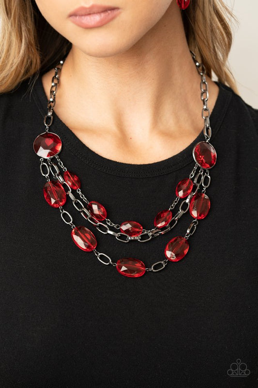 I Need a GLOW-cation - Red - Paparazzi Necklace Image