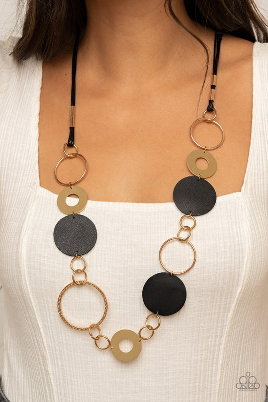 Sooner or LEATHER - Black - Paparazzi Necklace Image