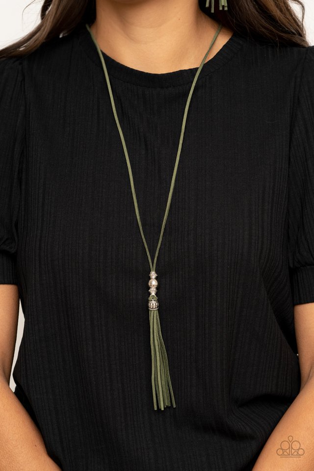 Hold My Tassel - Green - Paparazzi Necklace Image