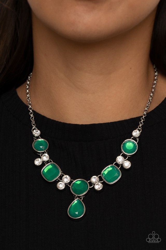 Crystal Cosmos - Green - Paparazzi Necklace Image