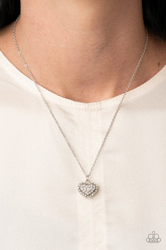 Heart-Warming Glow - White - Paparazzi Necklace Image