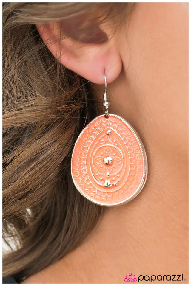 Paparazzi Earring ~ Detail Oriented - Orange