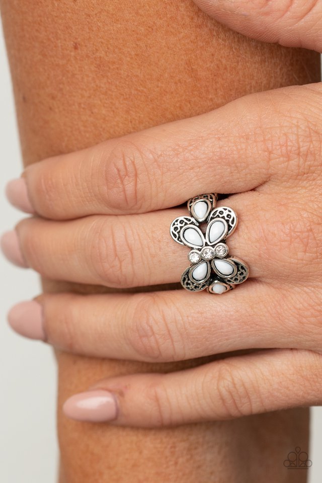 Boho Butterfly - White - Paparazzi Ring Image