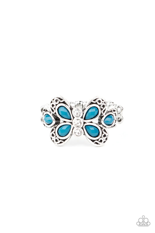 Anillo Paparazzi ~ Mariposa Boho - Azul