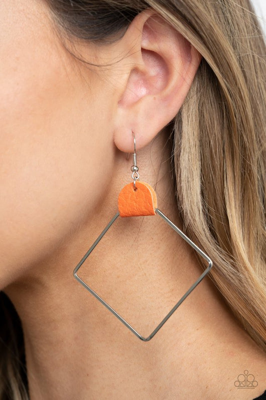 Friends of a LEATHER - Orange - Paparazzi Earring Image