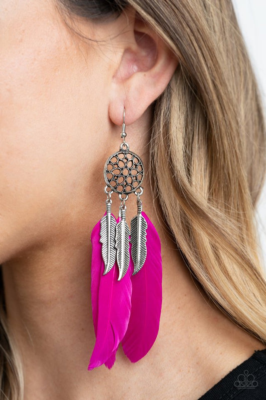 In Your Wildest DREAM-CATCHERS - Pink - Paparazzi Earring Image