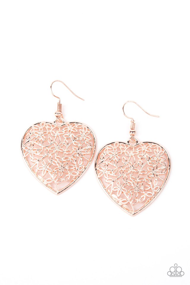 Let Your Heart Grow - Rose Gold - Paparazzi Earring Image