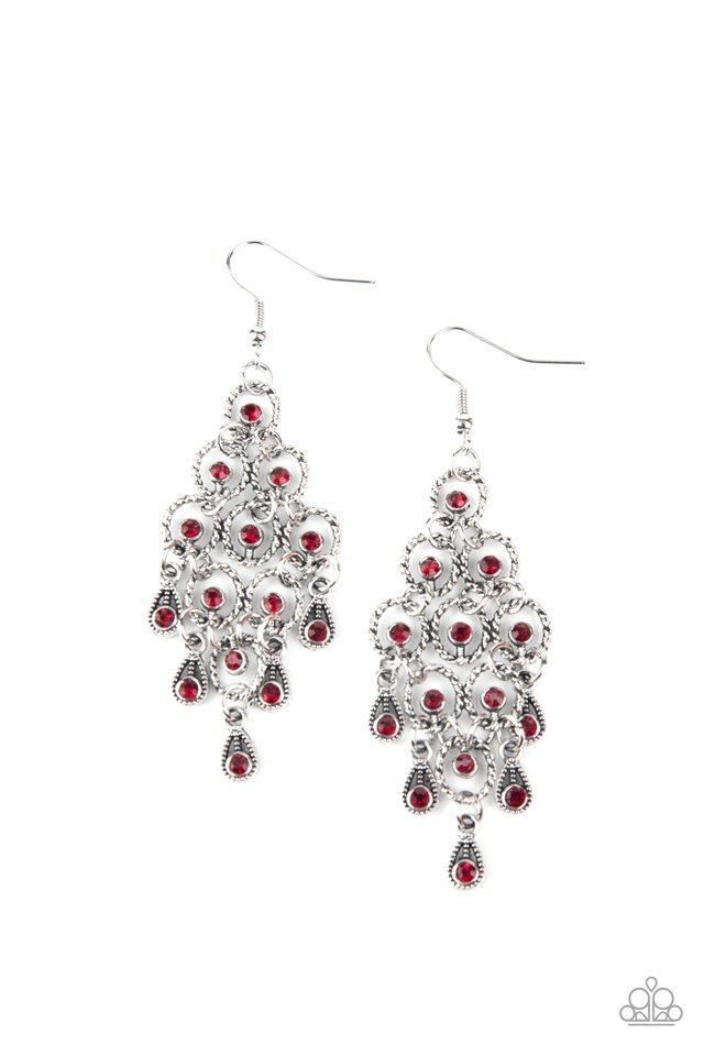 Chandelier Cameo - Red - Paparazzi Earring Image