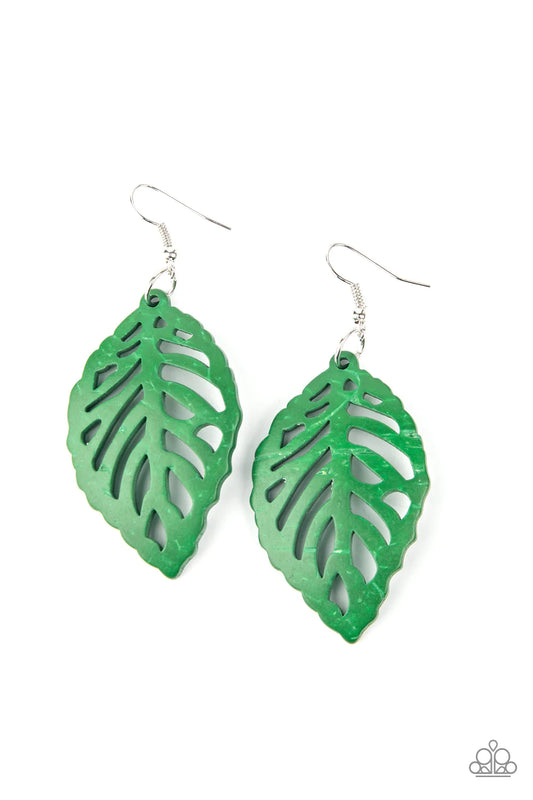 Pendiente Paparazzi ~ LEAF Em Hanging - Verde