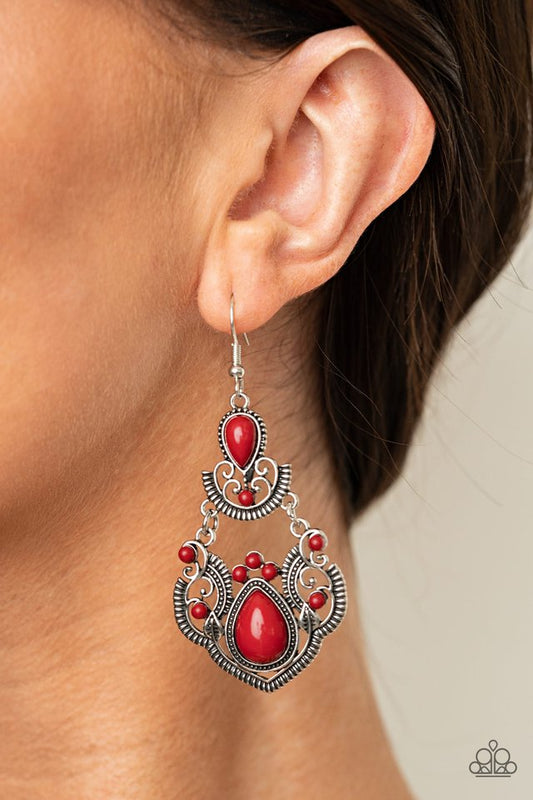 Palm Tree Tiaras - Red - Paparazzi Earring Image