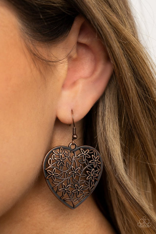 Let Your Heart Grow - Copper - Paparazzi Earring Image