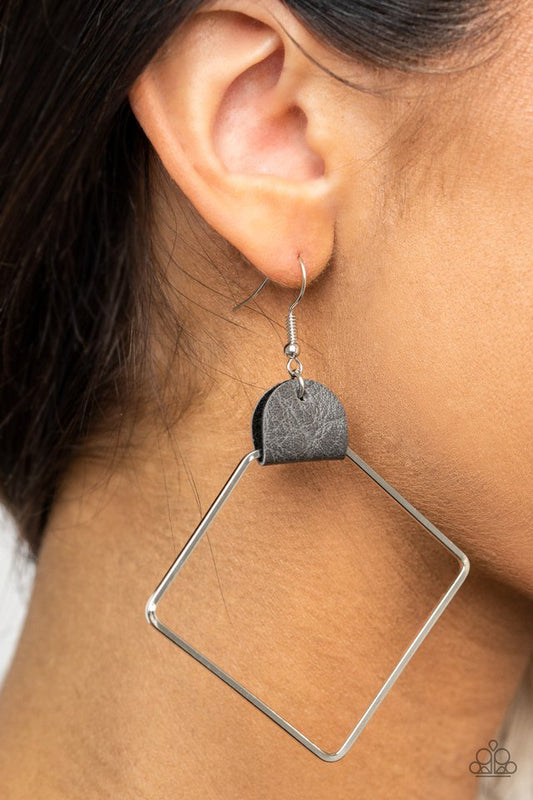 Friends of a LEATHER - Silver - Paparazzi Earring Image