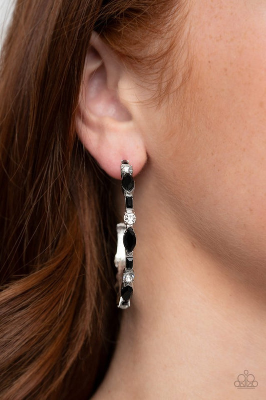 There Goes The Neighborhood - Black - Paparazzi Earring Image