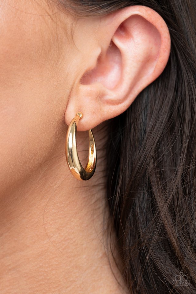 Lay It On Thick - Gold - Paparazzi Earring Image
