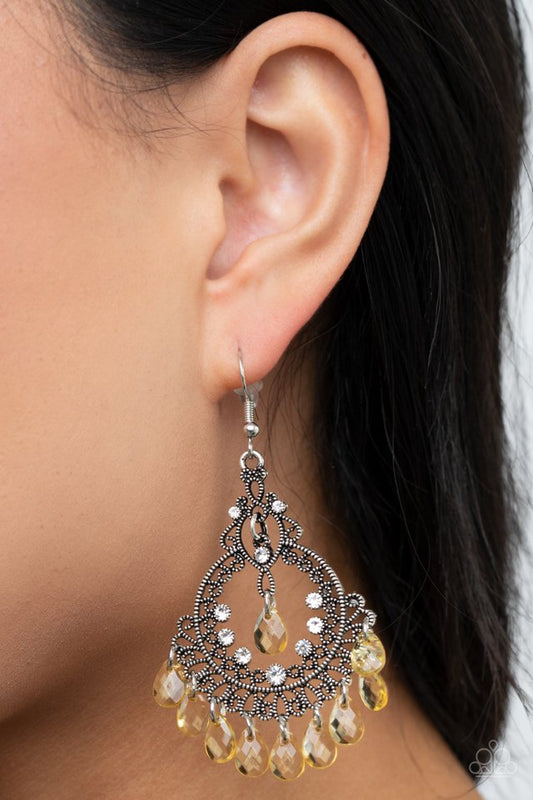 Lyrical Luster - Yellow - Paparazzi Earring Image