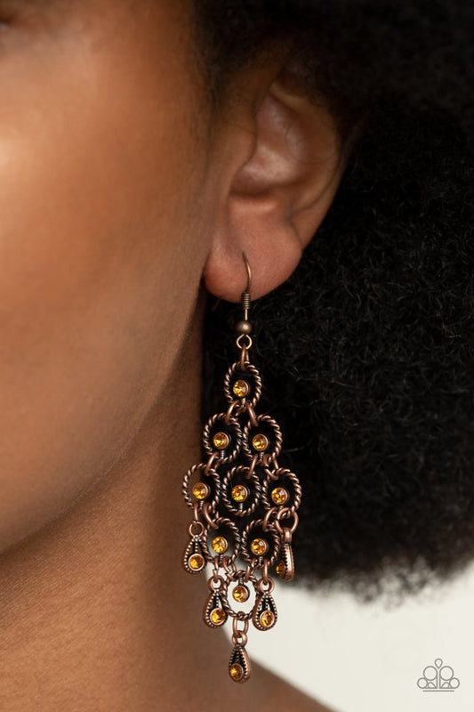 Chandelier Cameo - Copper - Paparazzi Earring Image