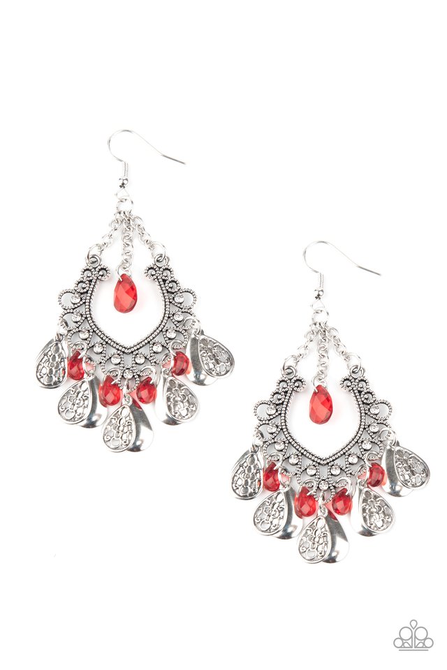 Musical Gardens - Red - Paparazzi Earring Image