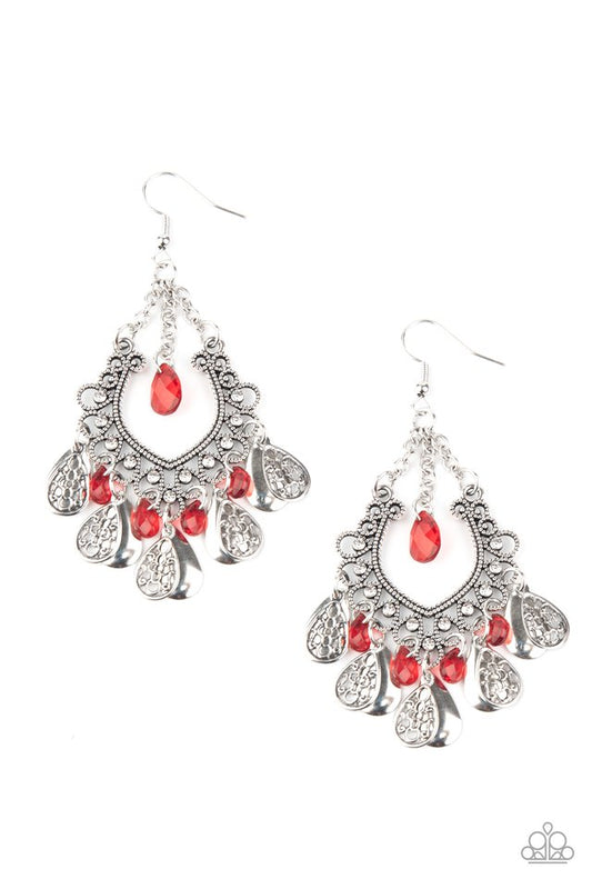 Musical Gardens - Red - Paparazzi Earring Image