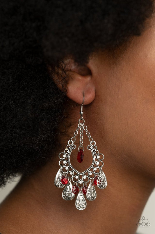 Musical Gardens - Red - Paparazzi Earring Image