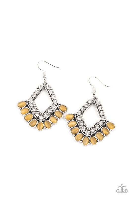 Just BEAM Happy - Yellow - Paparazzi Earring Image