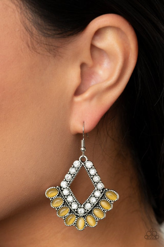 Just BEAM Happy - Yellow - Paparazzi Earring Image