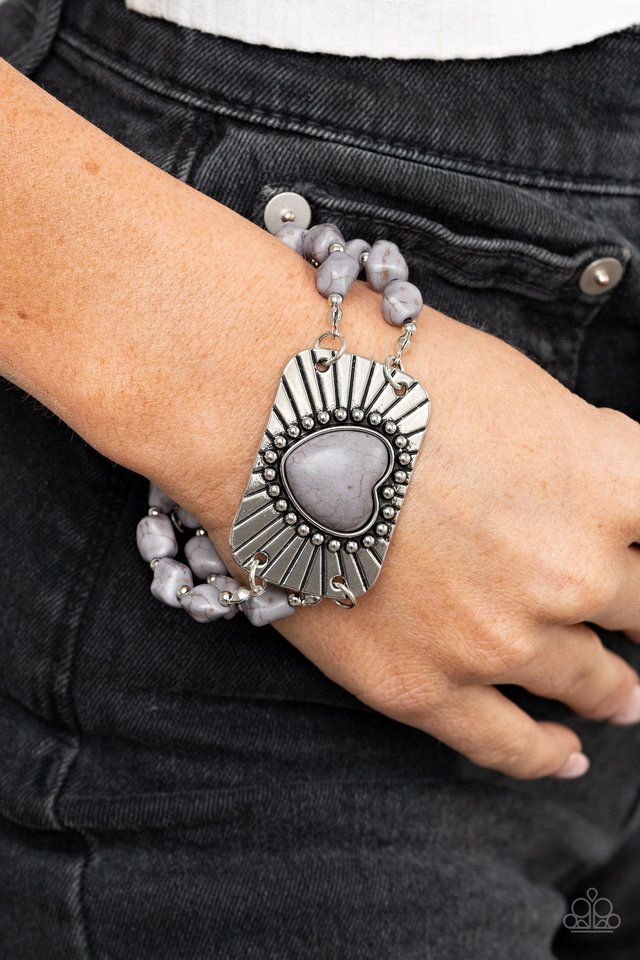 Sandstone Sweetheart - Silver - Paparazzi Bracelet Image