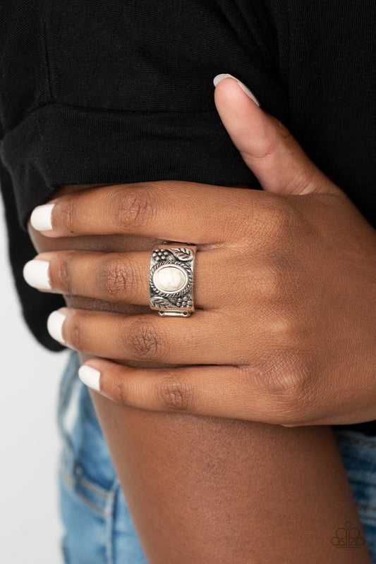 Free-Spirited Fields - White - Paparazzi Ring Image