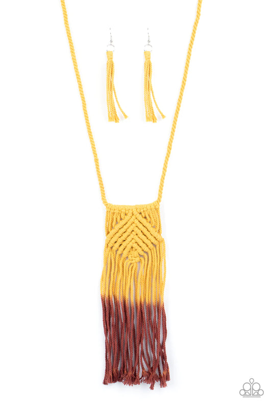 Paparazzi Necklace ~ Look At MACRAME Now - Yellow