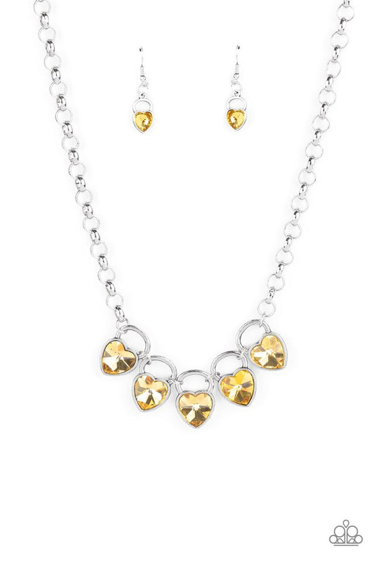 HEART On Your Heels - Yellow - Paparazzi Necklace Image