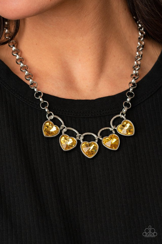 HEART On Your Heels - Yellow - Paparazzi Necklace Image