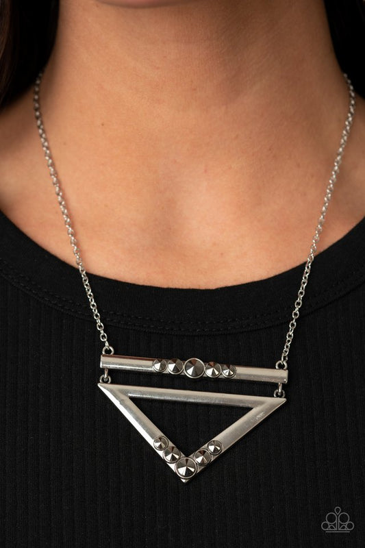 Triangulated Twinkle - Silver - Paparazzi Necklace Image