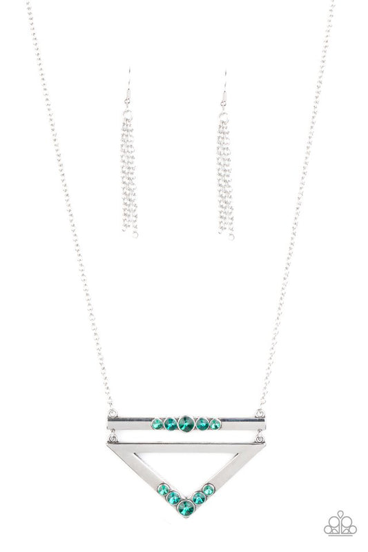 Triangulated Twinkle - Green - Paparazzi Necklace Image