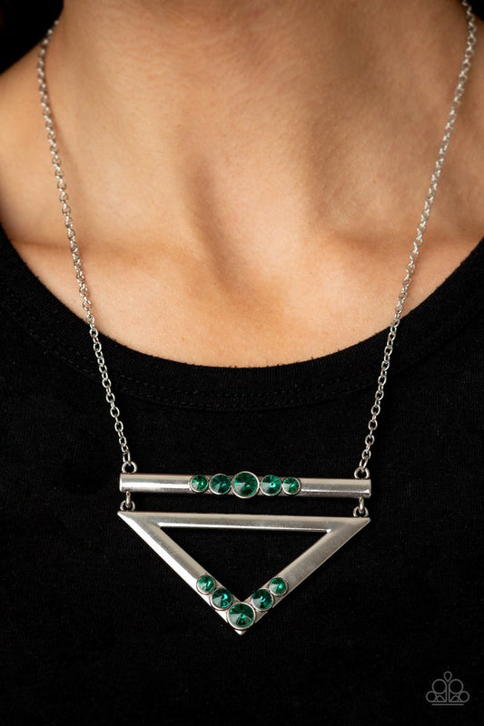 Triangulated Twinkle - Green - Paparazzi Necklace Image