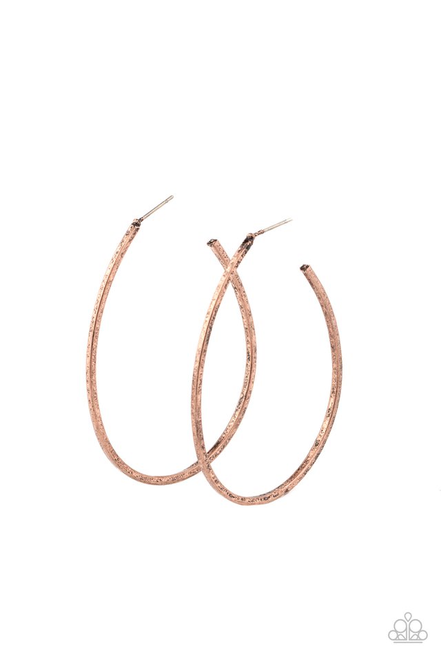 Cool Curves - Copper - Paparazzi Earring Image