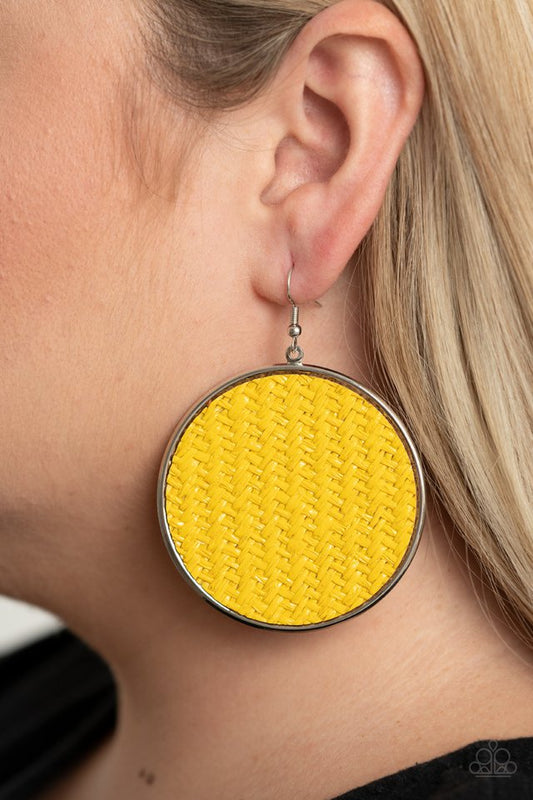 Wonderfully Woven - Yellow - Paparazzi Earring Image